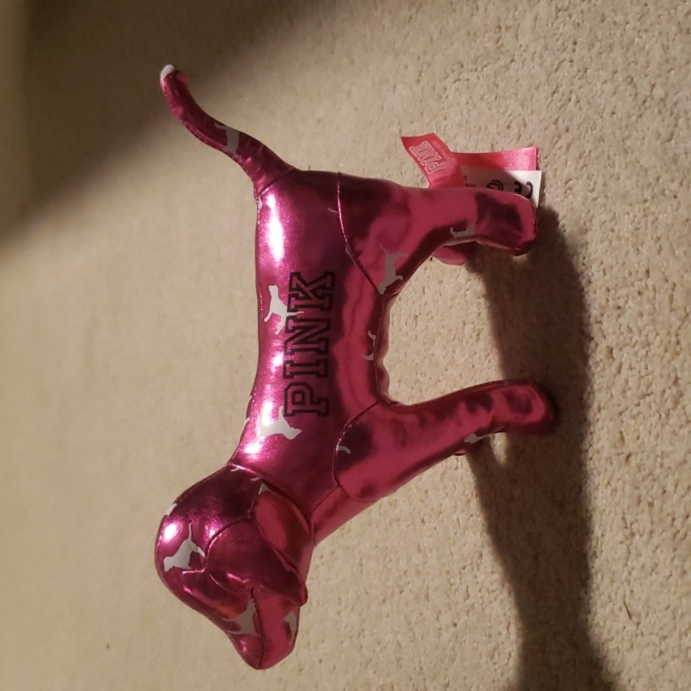 PINK shiny pink Colored Dog Plush Victoria's Secret Dog